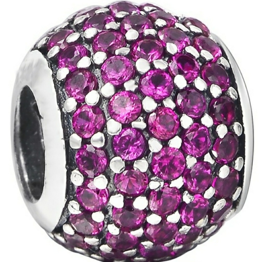 Cyber Monday special. Rose red pave charm bead. - Picture 2 of 4